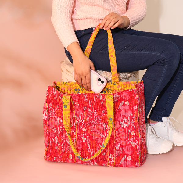 Reversible Tote Bag - Pink & Yellow